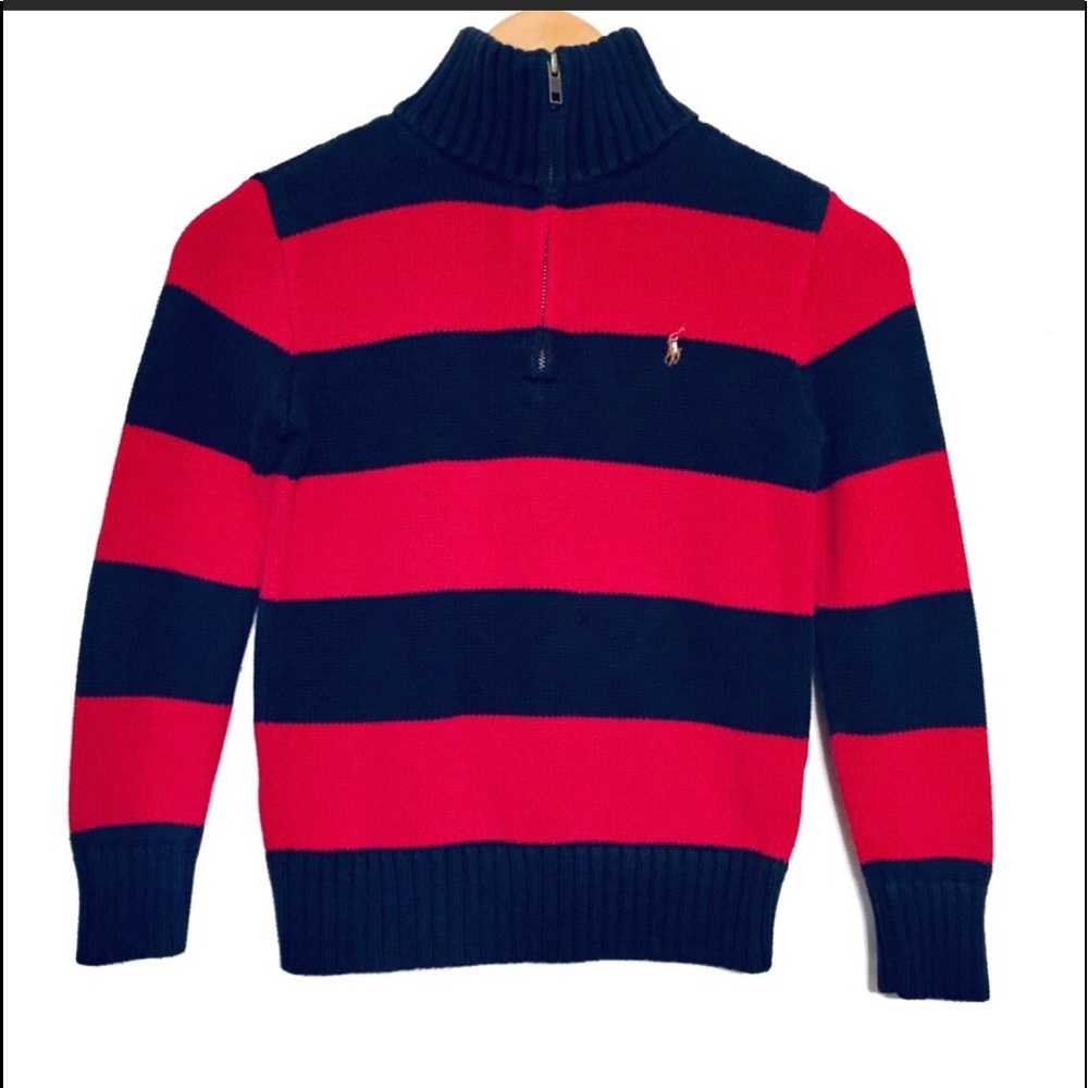 Polo Ralph Lauren Boys Striped Quarter-Zip Sweater